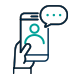 Symbol eines Smartphones mit einer Sprechblase und einem Benutzer-Icon, das auf einen persönlichen Ansprechpartner hinweist.