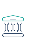 Symbol eines klassischen Gebäudes mit Säulen und einem dreieckigen Dach, das ein Gericht oder eine juristische Institution darstellt.